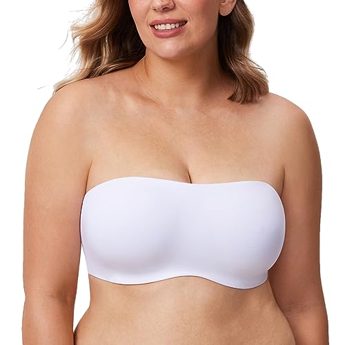 AISILIN Damen Trägerloser BH Große Größen Bandeau Minimizer BHS mit Bügel Nahtloser Silikonfrei Weiss 100E von AISILIN