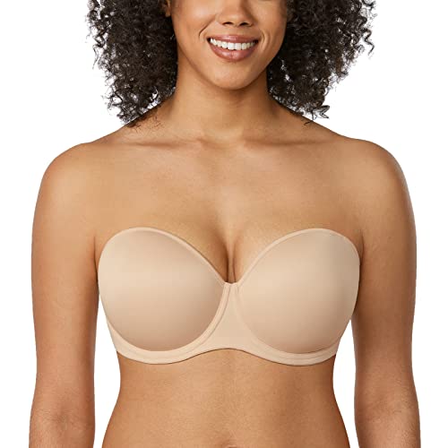 AISILIN Damen Trägerloser Bügel BH Große Brüste Vollschalen BHS Große Größen Multiway ohne Träger Beige 105D von AISILIN