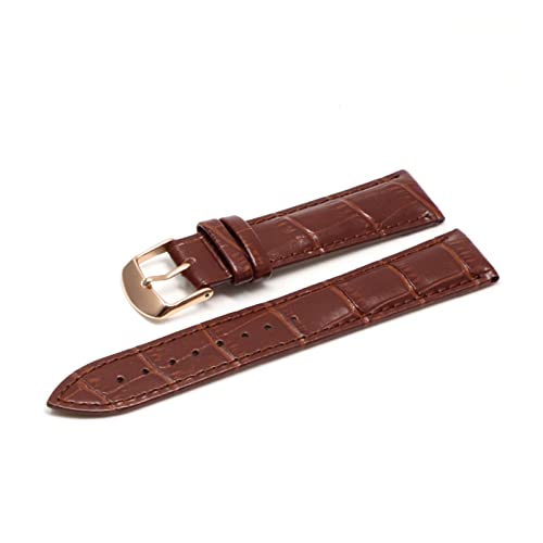 AISNXOQI 12 14 16 18 19 20 21 22 24 -mm Leder Band Luxus Uhrenbandgürtelhandschuhe Ladies Band Red Black White Watch Armband (Farbe: Pink RG, Größe: 22 mm) von AISNXOQI