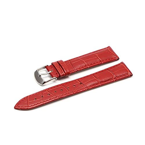 AISNXOQI 12 14 16 18 19 20 21 22 24 -mm Leder Band Luxus Uhrenbandgürtelhandschuhe Ladies Band Red Black White Watch Armband (Farbe: Pink RG, Größe: 22 mm) von AISNXOQI