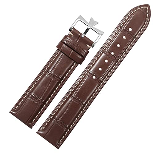 AISNXOQI 19mm 20mm 21 mm 22 mm echter Leder-Uhren-Band-Ersatz für Vacheron Constantin Patrimony VC Schwarzblau brauner Kuhledermantel (Farbe: Schwarz-Silver, Größe: 22 mm) von AISNXOQI