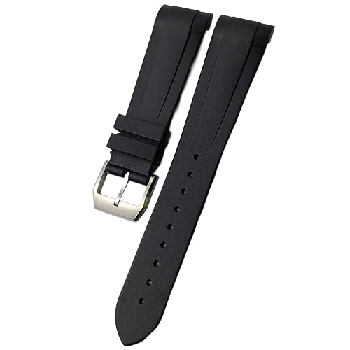 AISNXOQI 22mm Gummi Silikon gebogenes Ende Uhrenband wasserdicht für Tudor Schwarze Lorbe Pelagos Klappschnalle Watch Armbänder Riemen (Farbe: Blau Falte, Größe: 22 mm) von AISNXOQI