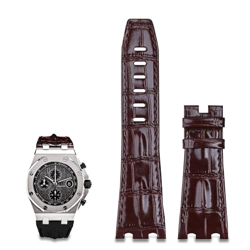 AISNXOQI 28mm importiertes Lederband für AP für Audemars Piguet 42 mm für Royal Oak Offshore -Uhren -Zubehör -Schnalle 15710/15703 (Farbe: blaues Gurt, Größe: mit goldener Schnalle) von AISNXOQI