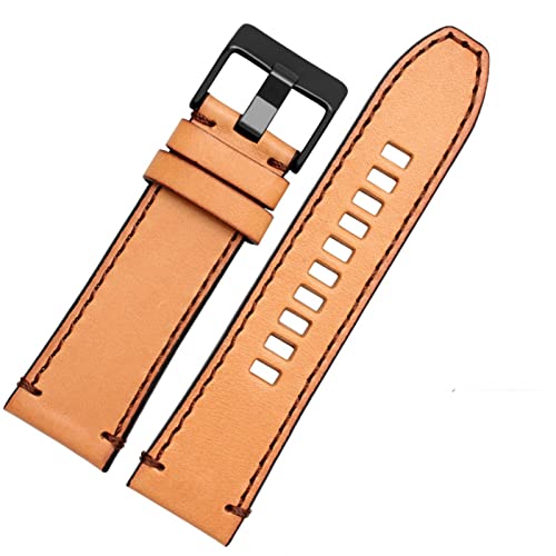 AISNXOQI Echtes Leder-Uhrband für Diese DZ4323 4318 1657 7413 725 Uhrengurt 22 mm 24 mm 26 mm 28mm Polizei Retro Brown Originalstil (Farbe: B-Brown Schwarz, Größe: 24mm) von AISNXOQI