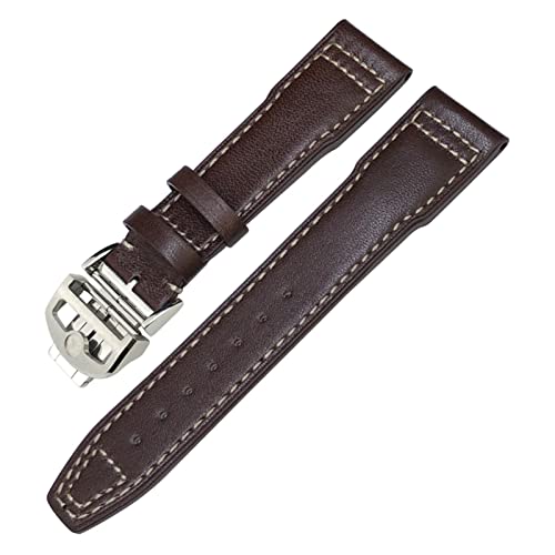 AISNXOQI Echtes Leder -Uhrband für IWC Mark xviii le Petit Prince Pilots Uhr 20mm 21 mm 22 mm Kaufhorchenband (Farbe: Schwarz Weißgold, Größe: 22 mm) von AISNXOQI