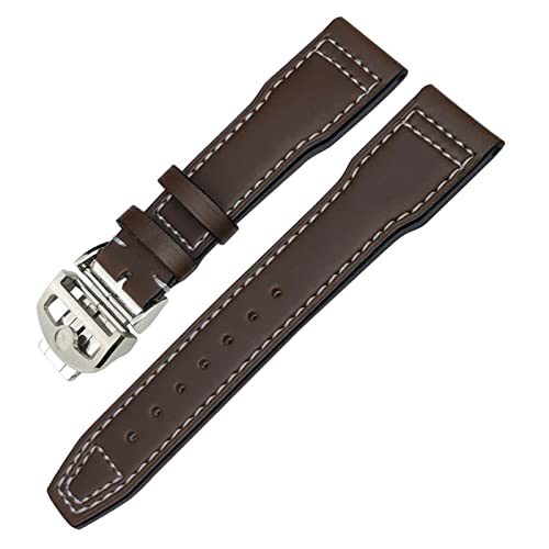 AISNXOQI Echtes Leder -Uhrband für IWC Mark xviii le Petit Prince Pilots Uhr 20mm 21 mm 22 mm Kaufhorchenband (Farbe: Schwarz Weißgold, Größe: 22 mm) von AISNXOQI