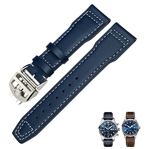 AISNXOQI Echtes Leder Uhrengurt 20mm 21 mm 19mm 22mm Cowhide Watchbänder für IWC Mark Big Pilot Spitfire Portofino Uhrzubehör von AISNXOQI