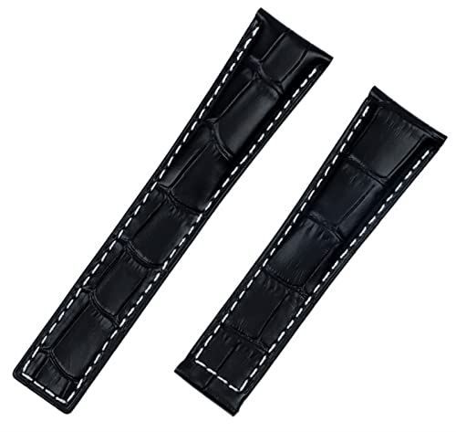 AISNXOQI Echtes Lederarmband Cowide Watch Band 20mm 22m für Tag -Gurt für Heuer Carrera Monaco Aquaracer Uhren -Faltband (Farbe: Dunkelblau, Größe: 20 mm Silberschnalle) von AISNXOQI