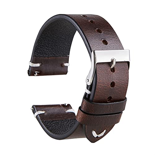 AISNXOQI Für Rox Classic Watchband Italienisch Vintage Öl Wachs Uhren Band 20mm 22 mm Schnellfreisetzung Armband Echtes Lederband (Farbe: Braun, Größe: 22 mm) von AISNXOQI