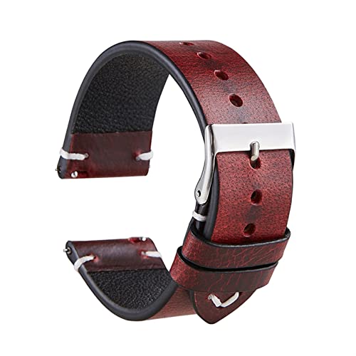 AISNXOQI Für Rox Classic Watchband Italienisch Vintage Öl Wachs Uhren Band 20mm 22 mm Schnellfreisetzung Armband Echtes Lederband (Farbe: Braun, Größe: 22 mm) von AISNXOQI