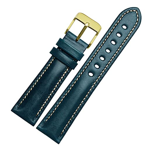 AISNXOQI Für klassische Allzweck-Weave-Weave-Band-Modemarkeee 18mm 20mm 21 mm 21mm 22 mm echtes Leahther-Armband (Farbe: Green-Rose Gold, Größe: 22 mm) von AISNXOQI