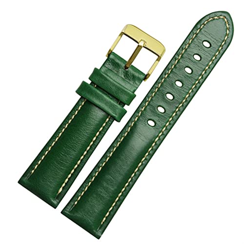 AISNXOQI Für klassische Allzweck-Weave-Weave-Band-Modemarkeee 18mm 20mm 21 mm 21mm 22 mm echtes Leahther-Armband (Farbe: Green-Rose Gold, Größe: 22 mm) von AISNXOQI