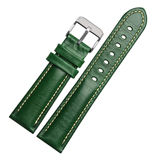 AISNXOQI Für klassische Allzweck-Weave-Weave-Band-Modemarkeee 18mm 20mm 21 mm 21mm 22 mm echtes Leahther-Armband (Farbe: Green-Rose Gold, Größe: 22 mm) von AISNXOQI