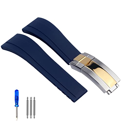 AISNXOQI Gummi -Uhrengurt für Tudor Armband Schwarz Blaugrün wasserdicht von AISNXOQI