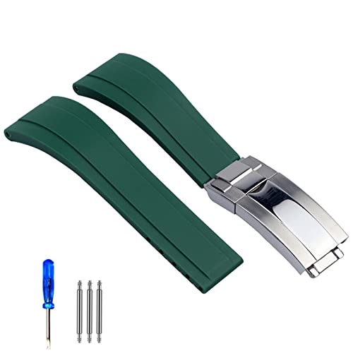 AISNXOQI Gummi -Uhrengurt für Tudor Armband Schwarz Blaugrün wasserdicht von AISNXOQI