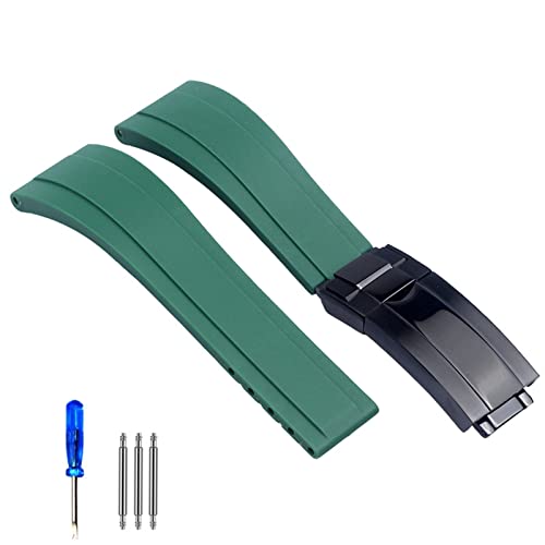 AISNXOQI Gummi -Uhrengurt für Tudor Armband Schwarz Blaugrün wasserdicht von AISNXOQI