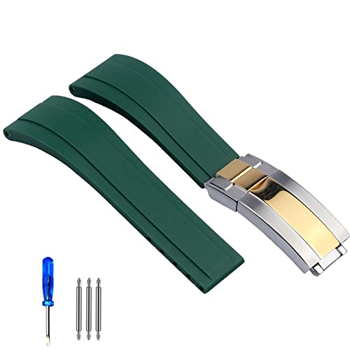 AISNXOQI Gummi -Uhrengurt für Tudor Armband Schwarz Blaugrün wasserdicht von AISNXOQI