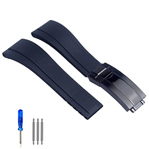 AISNXOQI Gummi -Uhrengurt für Tudor Armband Schwarz Blaugrün wasserdicht von AISNXOQI