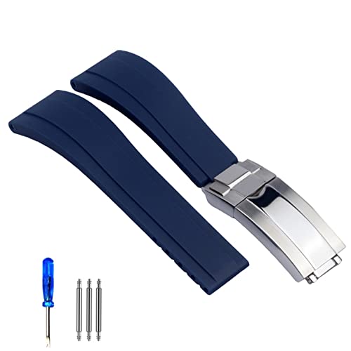 AISNXOQI Gummi -Uhrengurt für Tudor Armband Schwarz Blaugrün wasserdicht von AISNXOQI