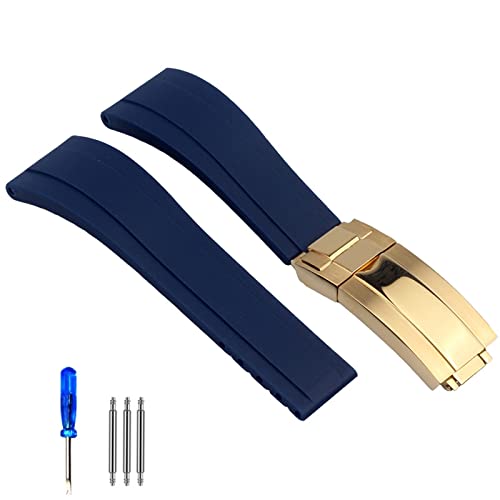 AISNXOQI Gummi -Uhrengurt für Tudor Armband Schwarz Blaugrün wasserdicht von AISNXOQI