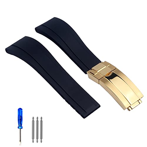 AISNXOQI Gummi -Uhrengurt für Tudor Armband Schwarz Blaugrün wasserdicht von AISNXOQI