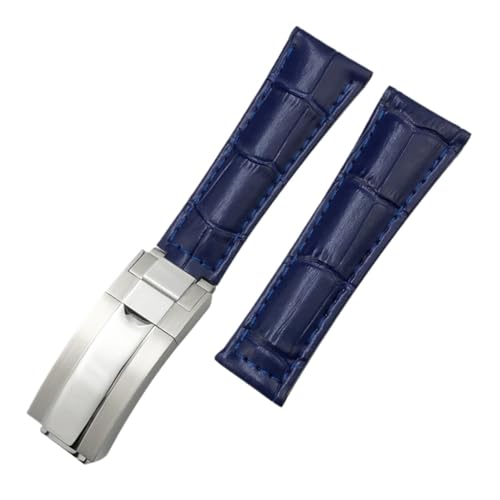 AISNXOQI Metal End Echtes Leder Uhrenband ， für Daytona Sub Submariner GMT Master Yacht 20mm Uhrengurt grünblau schwarzer Band 17.5-18,5 cm Handgelenk Handgelenk von AISNXOQI