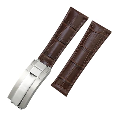 AISNXOQI Metal End Echtes Leder Uhrenband ， für Daytona Sub Submariner GMT Master Yacht 20mm Uhrengurt grünblau schwarzer Band 17.5-18,5 cm Handgelenk Handgelenk von AISNXOQI