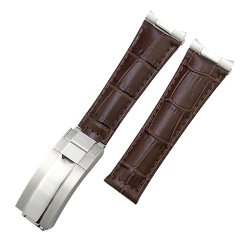 AISNXOQI Metal End Echtes Leder Uhrenband ， für Daytona Sub Submariner GMT Master Yacht 20mm Uhrengurt grünblau schwarzer Band 17.5-18,5 cm Handgelenk Handgelenk von AISNXOQI