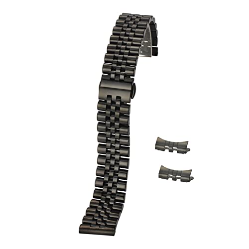 AISNXOQI Schmetterlingsschnalle Edelstahl Uhren -Uhr -Armband Feststoff -Metall -Uhr -Gurt gebogen von AISNXOQI