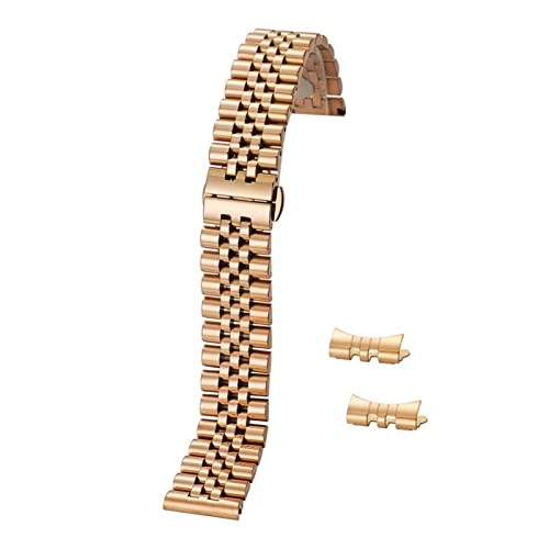 AISNXOQI Schmetterlingsschnalle Edelstahl Uhren -Uhr -Armband Feststoff -Metall -Uhr -Gurt gebogen von AISNXOQI