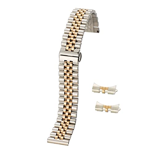 AISNXOQI Schmetterlingsschnalle Edelstahl Uhren -Uhr -Armband Feststoff -Metall -Uhr -Gurt gebogen von AISNXOQI