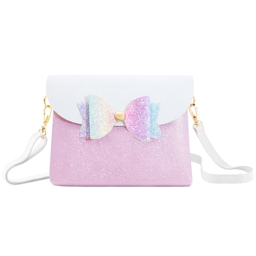AISPARKY Kleine Umhängetasche, PU-Leder, kleine Geldbörse für Mädchen, mit Anhänger mit Riemen, goldfarbener Kettenriemen, Fliege, Rosa AISPARKY Kleine Umhängetasche, PU-Leder, kleine Geldbörse für Mädchen, mit Anhänger mit Riemen, goldfarbener Kettenriemen, Fliege, Rosa von AISPARKY
