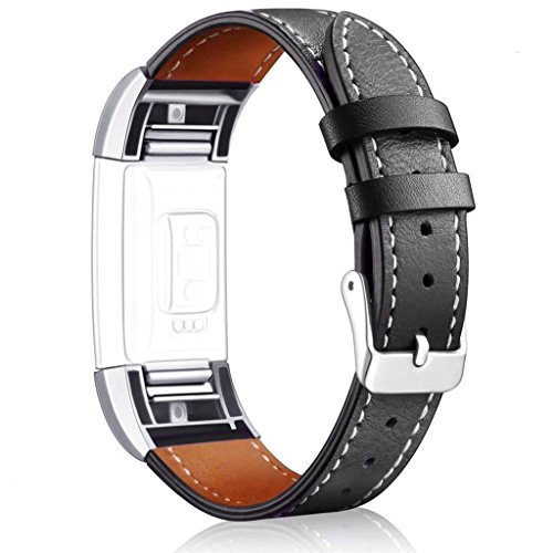 AISPORTS Armband Kompatibel mit Fitbit Charge 2 Armband für Damen, Fitbit Charge 2 Armband aus Weichem Atmungsaktivem Lederarmband mit Metallschnalle Ersatzarmband für Fitbit Charge 2 Fitness Tracker von AISPORTS