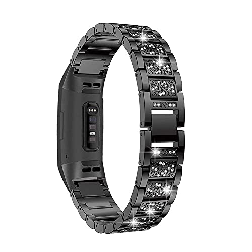 AISPORTS Kompatibel mit Fitbit Charge 3 Armband/Fitbit Charge 4 Armband für Frauen, Kristall Bling Glitzer Diamant Schmuck, Verstellbares Sportarmband Metallarmband Ersatzarmband für Fitbit Charge 3/4 von AISPORTS