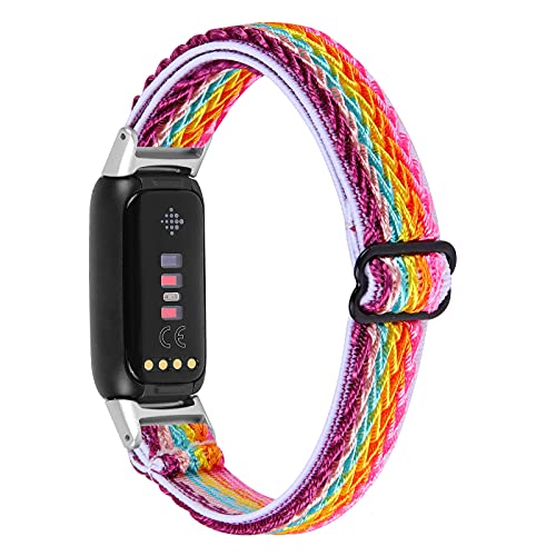 AISPORTS Kompatibel mit Fitbit Luxe Strap Nylon für Damen Herren,Verstellbares Geflochtenes Elastisches Nylon Solo Loop Armband, Sportarmband Ersatzarmband für Fitbit Luxe Activity Tracker von AISPORTS