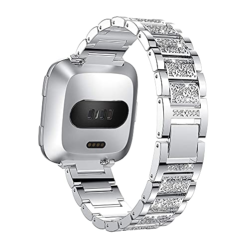 AISPORTS Armband Kompatibel mit Fitbit Sense Armband/Fitbit Versa 3 Armband für Frauen, Kristall Bling Glitzer Diamant Strass Schmuck Metallarmband Ersatzarmband für Fitbit Sense/Fitbit Versa 3 von AISPORTS
