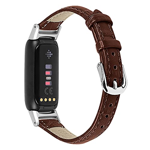 AISPORTS Lederarmband Kompatibel mit Fitbit Luxe Armband für Damen Herren, Weiches Atmungsaktives Leder Sportarmband mit Metallschnalle Ersatzarmband für Fitbit Luxe Fitness und Wellness Tracker von AISPORTS