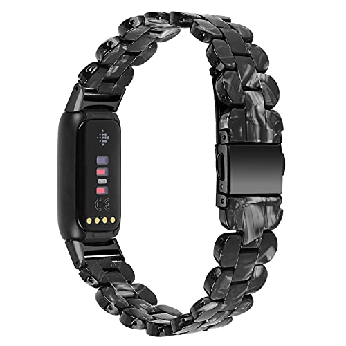 AISPORTS Harz Armband Kompatibel mit Fitbit Luxe Armband Damen Herren, Stilvolles Schlankes Leichtes Harz Armband Edelstahl Metallschnalle Ersatzarmband für Fitbit Luxe Fitness and Wellness Tracker von AISPORTS