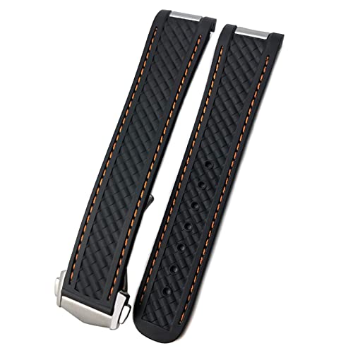 20 mm Gummi -Silikon -Uhr -Gurt für Omega Seamaster 300 AT150 Aqua Terra Ultra Light 8900 Stahlschnalle Watchband Armbänder (Farbe: blau weiß 2 spitz, Größe: 20 mm) von AITEKODVG