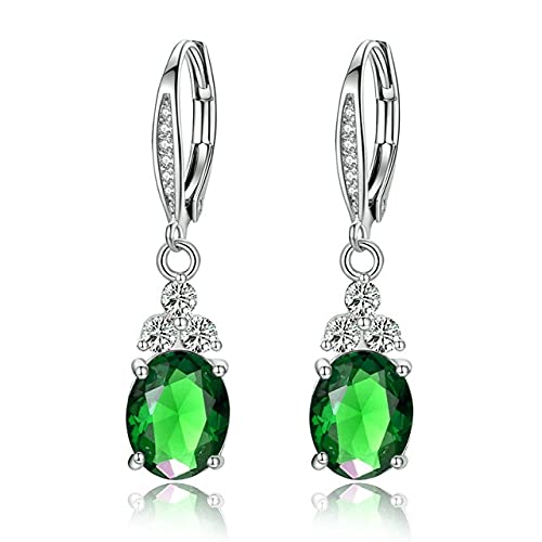 925 Schmuck Oval Edelsteine ​​Wasserabfall -Form für Frauen Emerald Saphir Zirkon Engagement Ohrtropfen von AITEKODVG