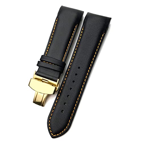 AITEKODVG 22mm 23mm 24 mm gebogenes Ende Watchband Fit für T035617 Cowhide Watch Gurt -Verschluss Armbänder Männer (Farbe: Braun Gold, Größe: 23 mm) von AITEKODVG
