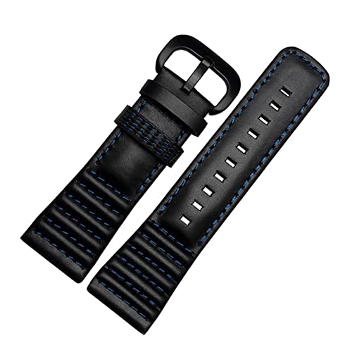 AITEKODVG 28mm echtes Leder mit Stichen Armband -Uhrband -Schleifen für siebenfreitig P3B/01 S2/01 Männer Uhrengurt (Farbe: Schwarz Orange, Größe: 28 mm schwarzer Knopf) von AITEKODVG