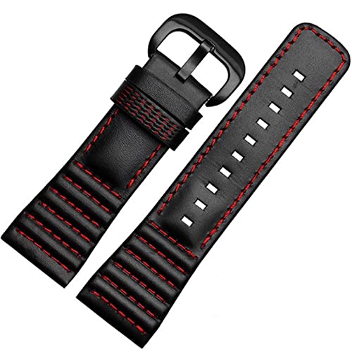 AITEKODVG 28mm echtes Leder mit Stichen Armband -Uhrband -Schleifen für siebenfreitig P3B/01 S2/01 Männer Uhrengurt (Farbe: Schwarz Orange, Größe: 28 mm schwarzer Knopf) von AITEKODVG