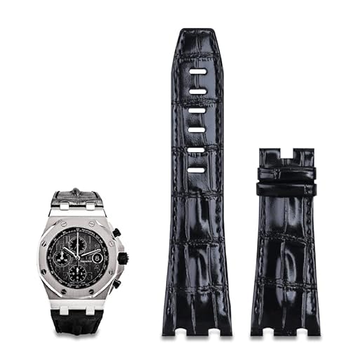 AITEKODVG 28mm importiertes Lederband für AP für Audemars Piguet 42 mm für Royal Oak Offshore -Uhren -Zubehör -Schnalle 15710/15703 (Farbe: brauner Riemen, Größe: mit schwarzer Schnalle) von AITEKODVG