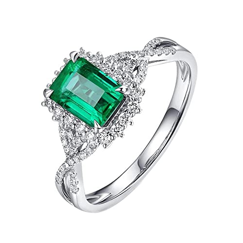 AITEKODVG 925 Schmuckring für Frauen Rechteckform Emerald Zirkon Edelstein Ornament Ring Hochzeitsfeier von AITEKODVG