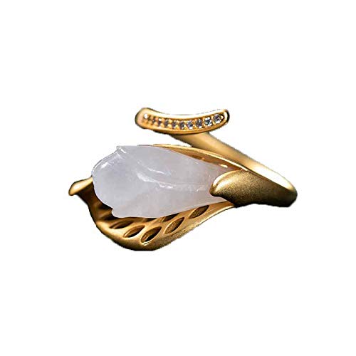 AITEKODVG 925 Silber Gold Plattierung Hetian Jade Ring Frauen Schmuck von AITEKODVG
