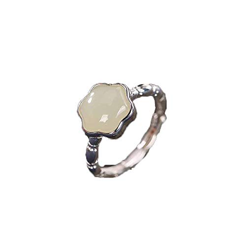 AITEKODVG 925 Silber Hetian Jade Blume Frauen offener Ring von AITEKODVG