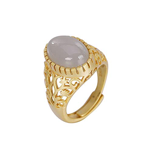 AITEKODVG 925 Silber Hotan Jade Gold Plated Lady Open Ring von AITEKODVG