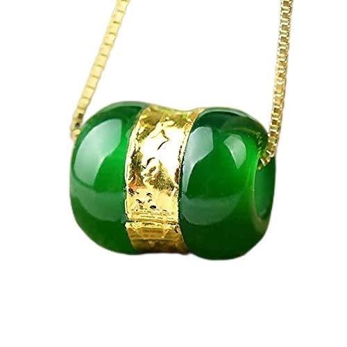 AITEKODVG Armreifen für Frauen, chinesische Jade Inlay Viel Glück Perlen Anhänger Halskette DIY Accessoires Juwely Fashion Handgeschnitzte Frau Amulett (Edelsteinfarbe: Grün) () von AITEKODVG