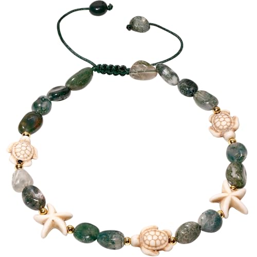 AITEKODVG Boho Turtle Seestern -Knöchelarmbänder für Frauen stürmte Kristalle Perlen Kochbrett Hawaii Beach Verstellbarer Party Fußschmuck von AITEKODVG